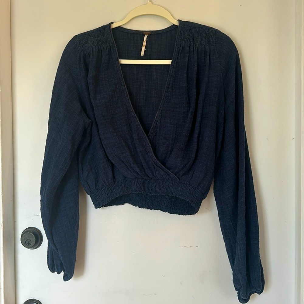 Free People Cherry Blossom wrap top in Midnight XS